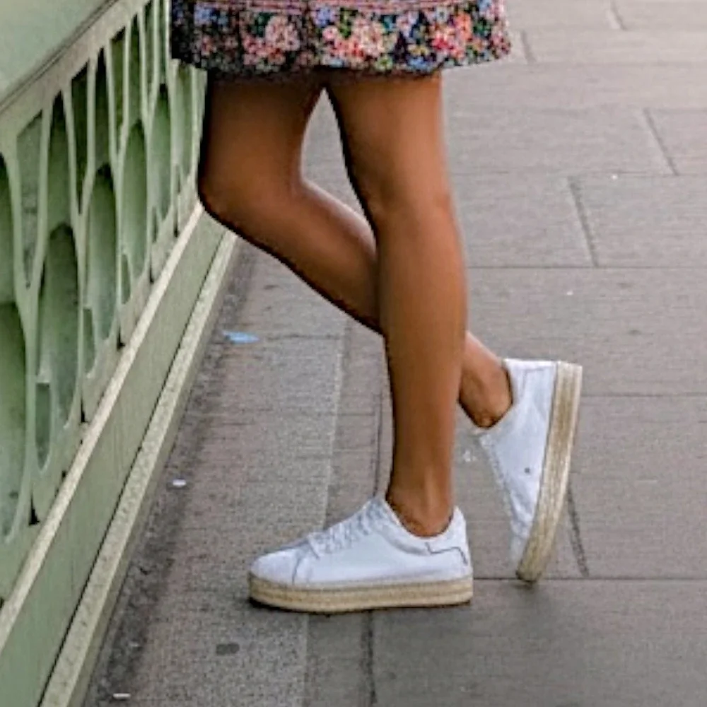 Anthropologie Dalson Espadrilles‎ White Leather Jute Platform Sneakers Sz 6/EU37